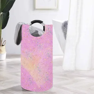 Pink Splash  Round Laundry Basket