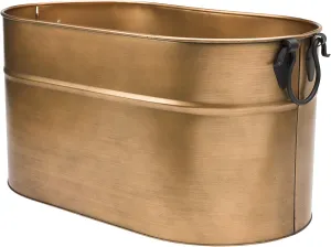 Plow & Hearth Vintage-Style Antique Copper Galvanized Steel Firewood Bucket with Wrought Iron Handles | Decorative | Log Storage | Organizer | 21.75" L x 12.75" W x 11.5" H