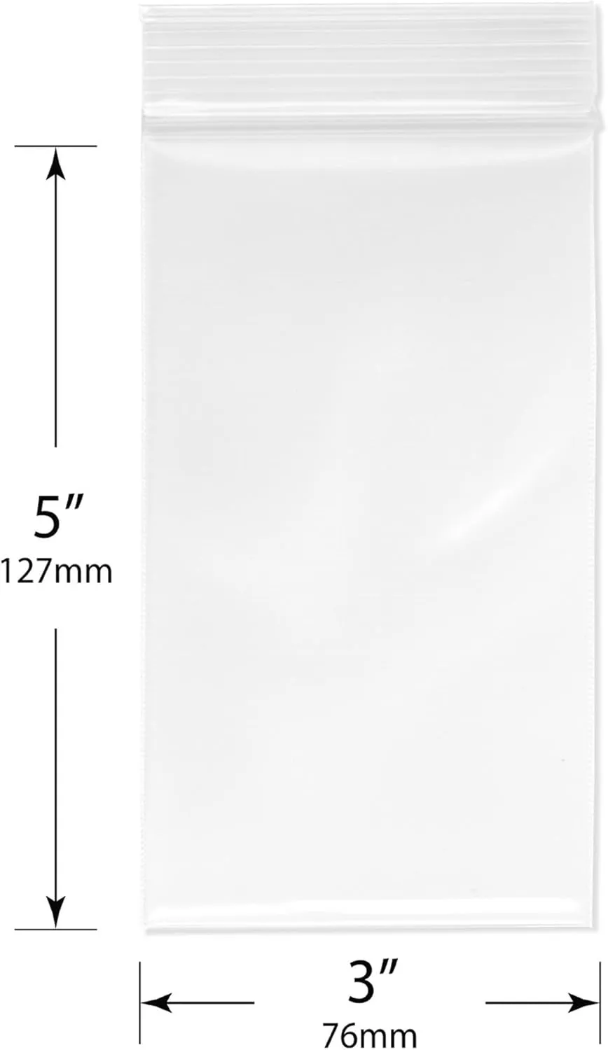 Plymor 3" x 5" (Pack of 100), 6 Mil Industrial Duty Zipper Reclosable Plastic Bags