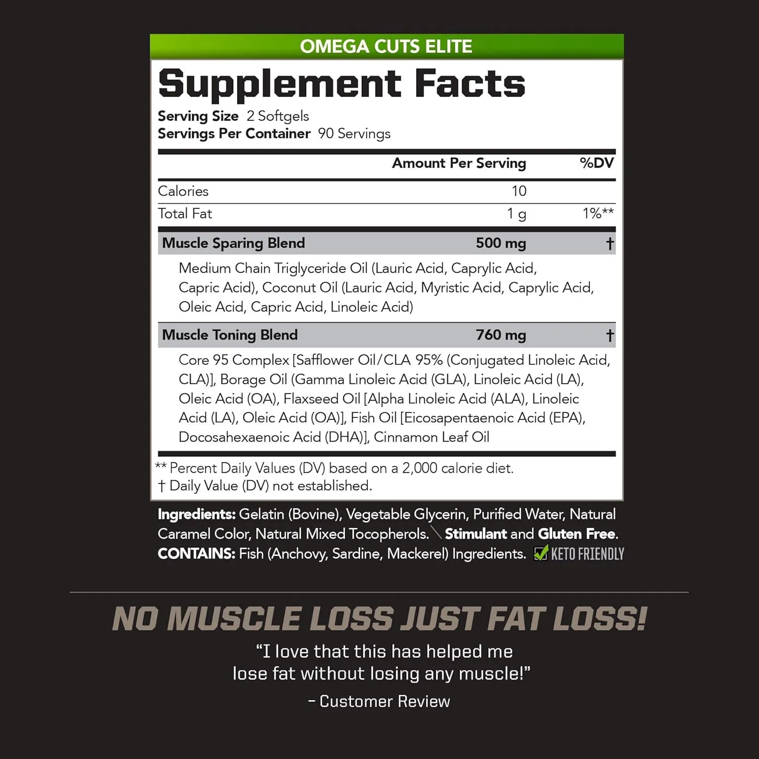 PMD Sports Omega Cuts Elite -Fat Loss-Muscle Defining Formula - Omega Fatty Acids, MCT's and CLA for Muscle Definition and Maintenance - Keto Friendly For Women and Men - Stimulant Free (180 Softgels)