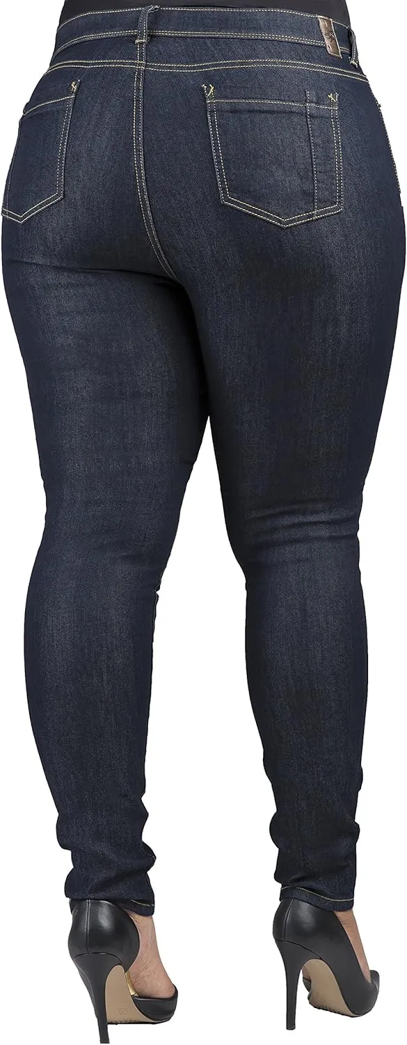 Poetic Justice Women's Plus Size Curvy Fit Mid Rise Basic 5 Pocket Style Skinny Jeans