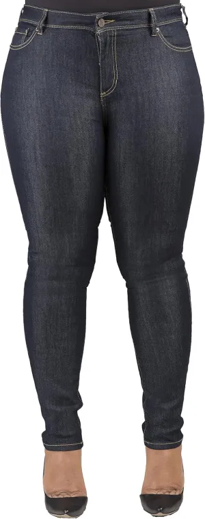 Poetic Justice Women's Plus Size Curvy Fit Mid Rise Basic 5 Pocket Style Skinny Jeans