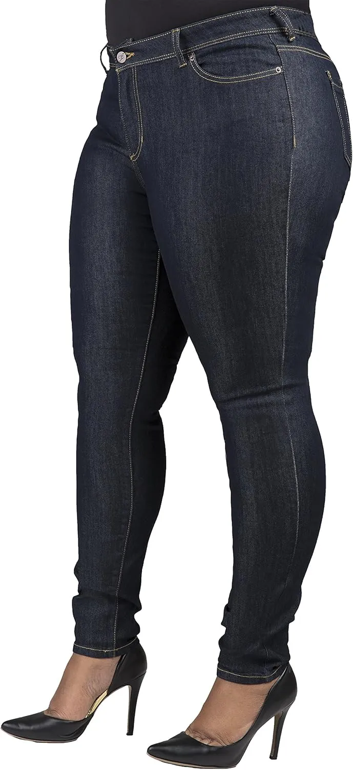 Poetic Justice Women's Plus Size Curvy Fit Mid Rise Basic 5 Pocket Style Skinny Jeans