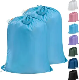 Polecasa Extra Large Heavy Duty Laundry Bag with 130gsm Tear Resistant Fabric and Handles, Easy to Carry Durable Dirty Clothes Drawstring Bag, Perfect for College Dorm,Travel, 2 Pack 28”x36”,Gulf Blue