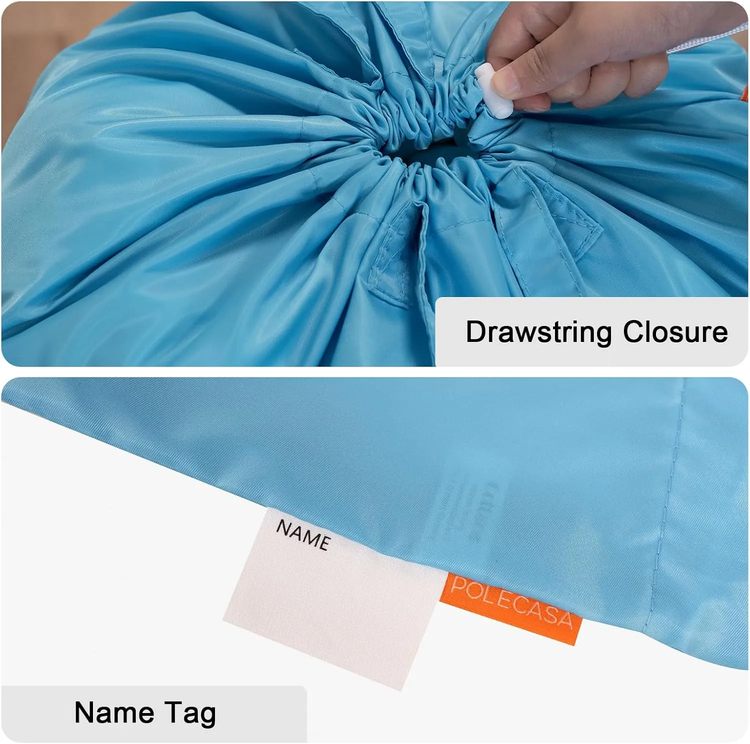 Polecasa Extra Large Heavy Duty Laundry Bag with 130gsm Tear Resistant Fabric and Handles, Easy to Carry Durable Dirty Clothes Drawstring Bag, Perfect for College Dorm,Travel, 2 Pack 28”x36”,Gulf Blue