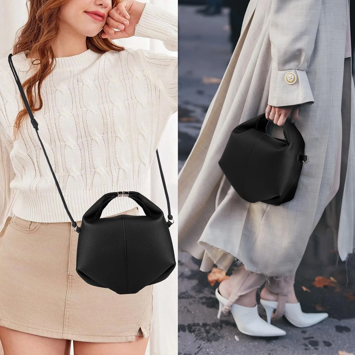 Polene Luxury Faux Leather Top Handle Bags for Women