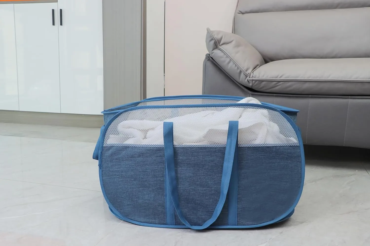 Pop Up Laundry Hamper，with Durable Handles collapsible laundry basket，Easy to Open and Fold for college Dorm,kids room，travel (2 blue)…