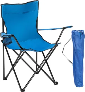 Portable Camping Chairs for Adults, Small Outdoor Lightweight Folding Chair with Cup Holder with Carrying Bag, Compact, Durable - Ideal for Hiking, Backpacking, Beach, and Picnics, Blue