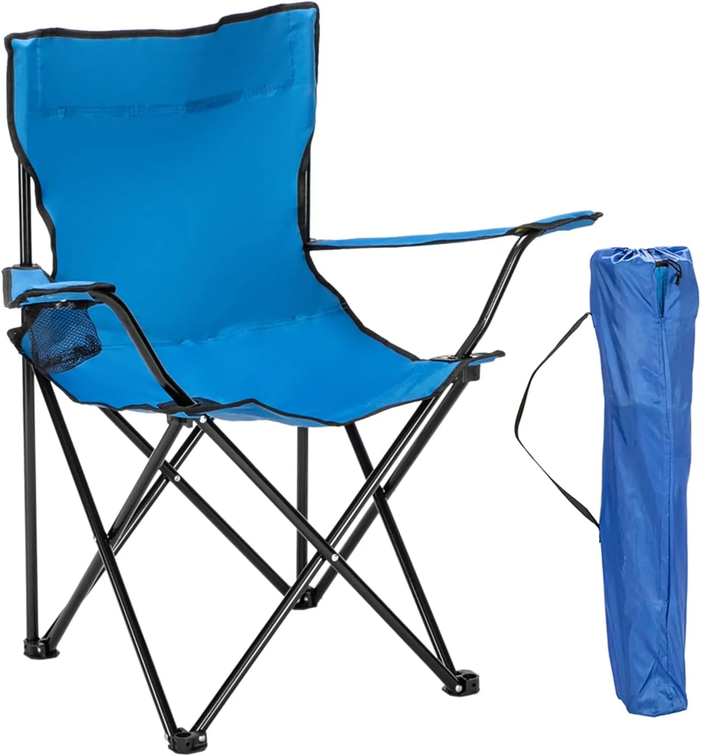 Portable Camping Chairs for Adults, Small Outdoor Lightweight Folding Chair with Cup Holder with Carrying Bag, Compact, Durable - Ideal for Hiking, Backpacking, Beach, and Picnics, Blue