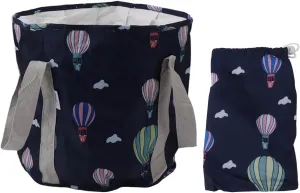 Portable Collapsible Foot Bath Basin with Lid, PVC Insulated Foldable Foot Soaking Tub Foot Spa Bag, for Travel and Home Use. (Navy Blue Balloon)