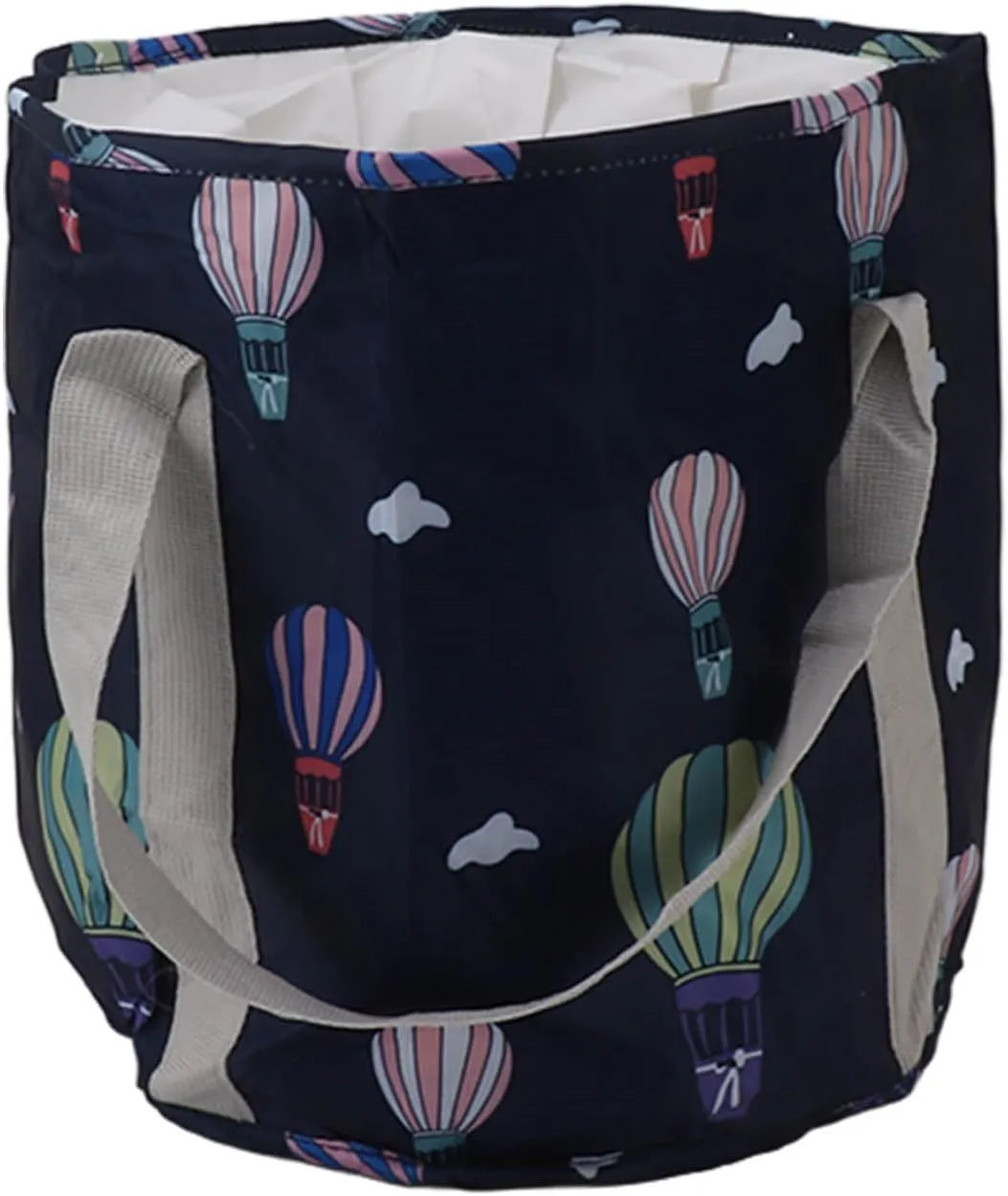 Portable Collapsible Foot Bath Basin with Lid, PVC Insulated Foldable Foot Soaking Tub Foot Spa Bag, for Travel and Home Use. (Navy Blue Balloon)