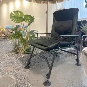 Portable Folding Camp Chair Adjustable Reclining Lounge Chair with Padded Headrest Heavy-Duty Steel Frame 330lbs Capacity for Camping Beach Backyard Olive Green