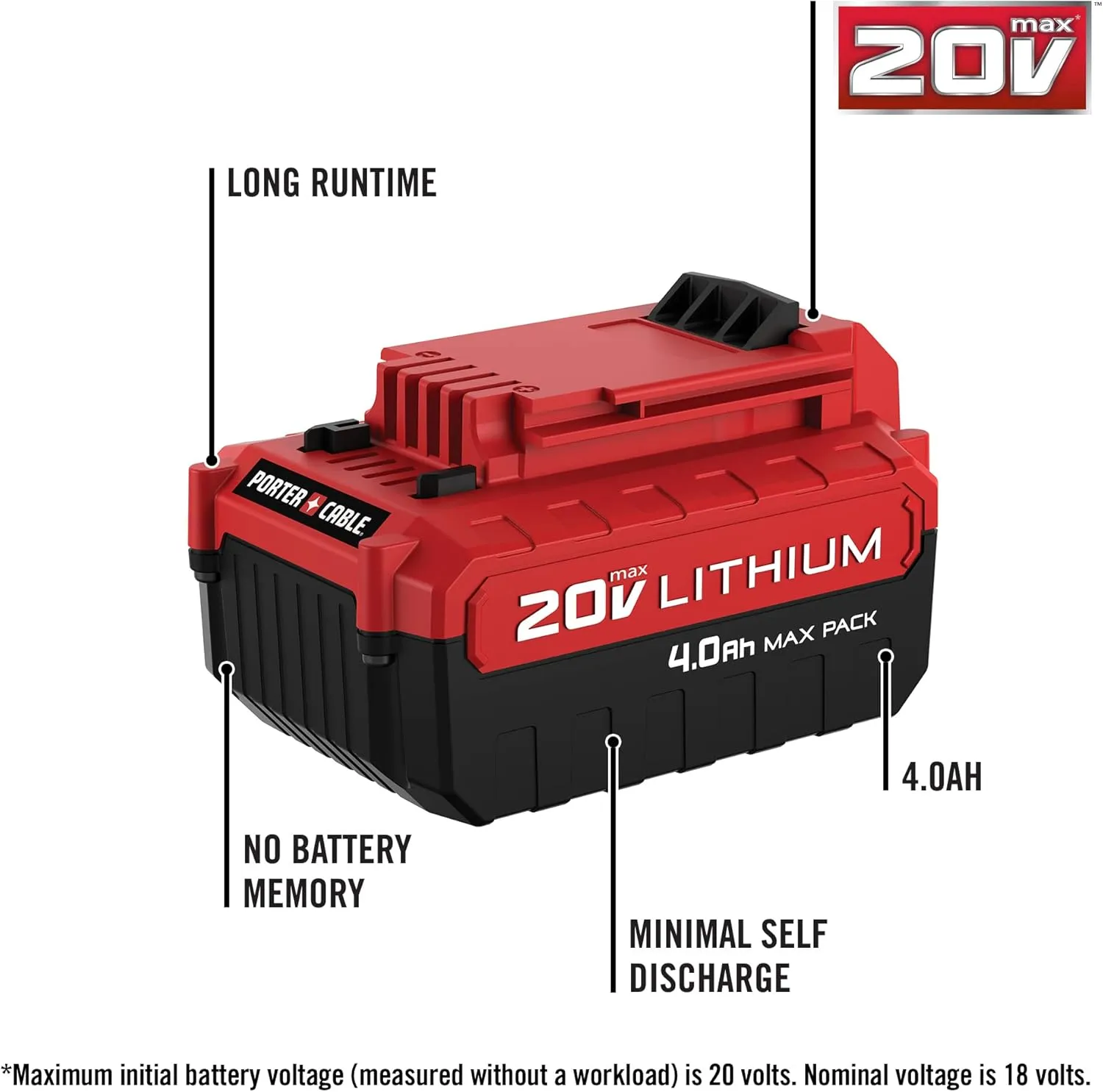 PORTER-CABLE 20V MAX* Lithium Battery, 4.0-Ah, 2-Pack (PCC685LP)