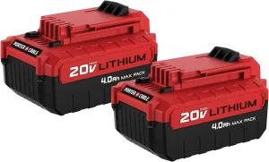PORTER-CABLE 20V MAX* Lithium Battery, 4.0-Ah, 2-Pack (PCC685LP)
