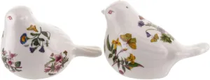 Portmeirion Botanic Garden Bird Shaped Salt & Pepper Shaker Set - Chip-Resistant Porcelain with Assorted Floral Motifs, Dishwasher & Microwave Safe - Decorative Kitchen Storage & Pantry Organization