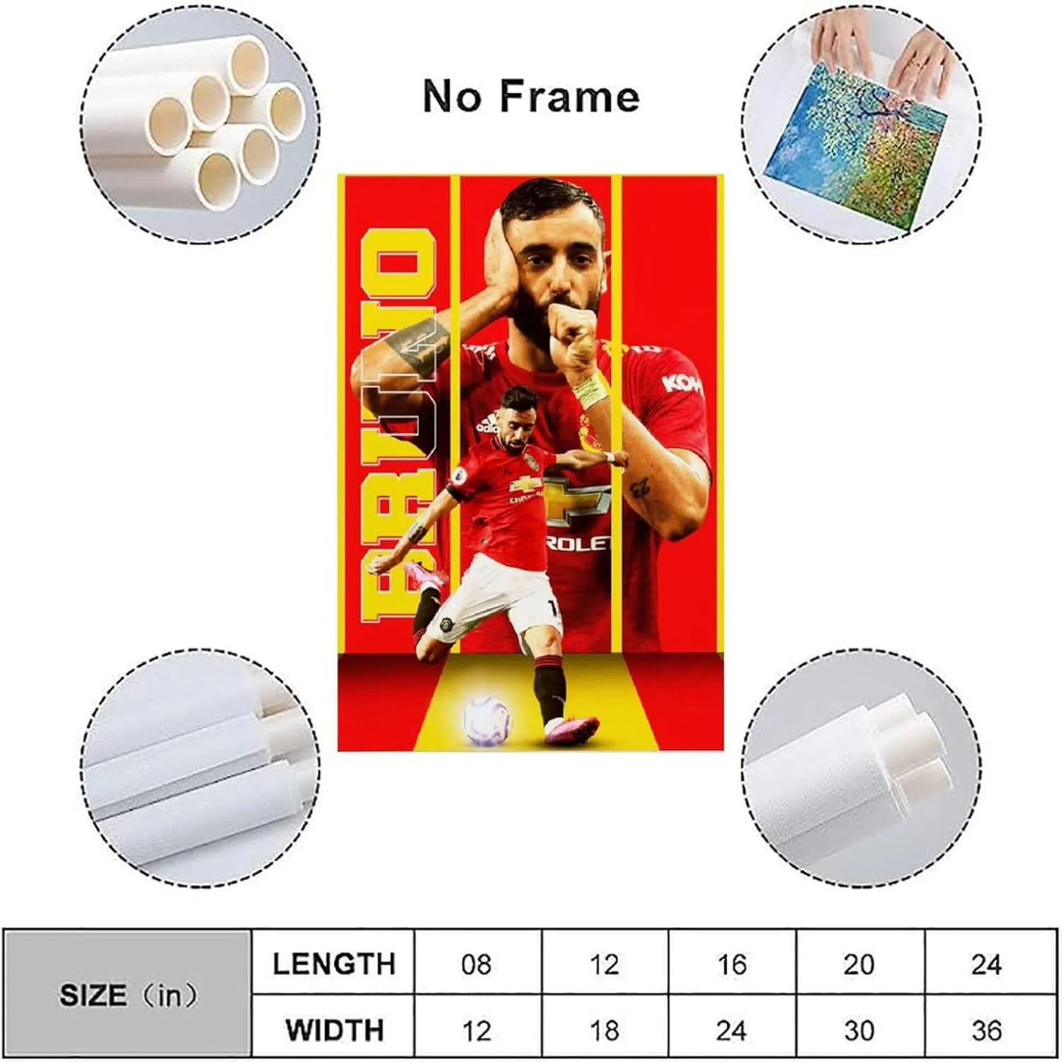 Poster of Soccer Player Bruno Fernandes Decorative Painting Canvas Wall Art Living Rooms Bedroom Painting 16x24inch(40x60cm)