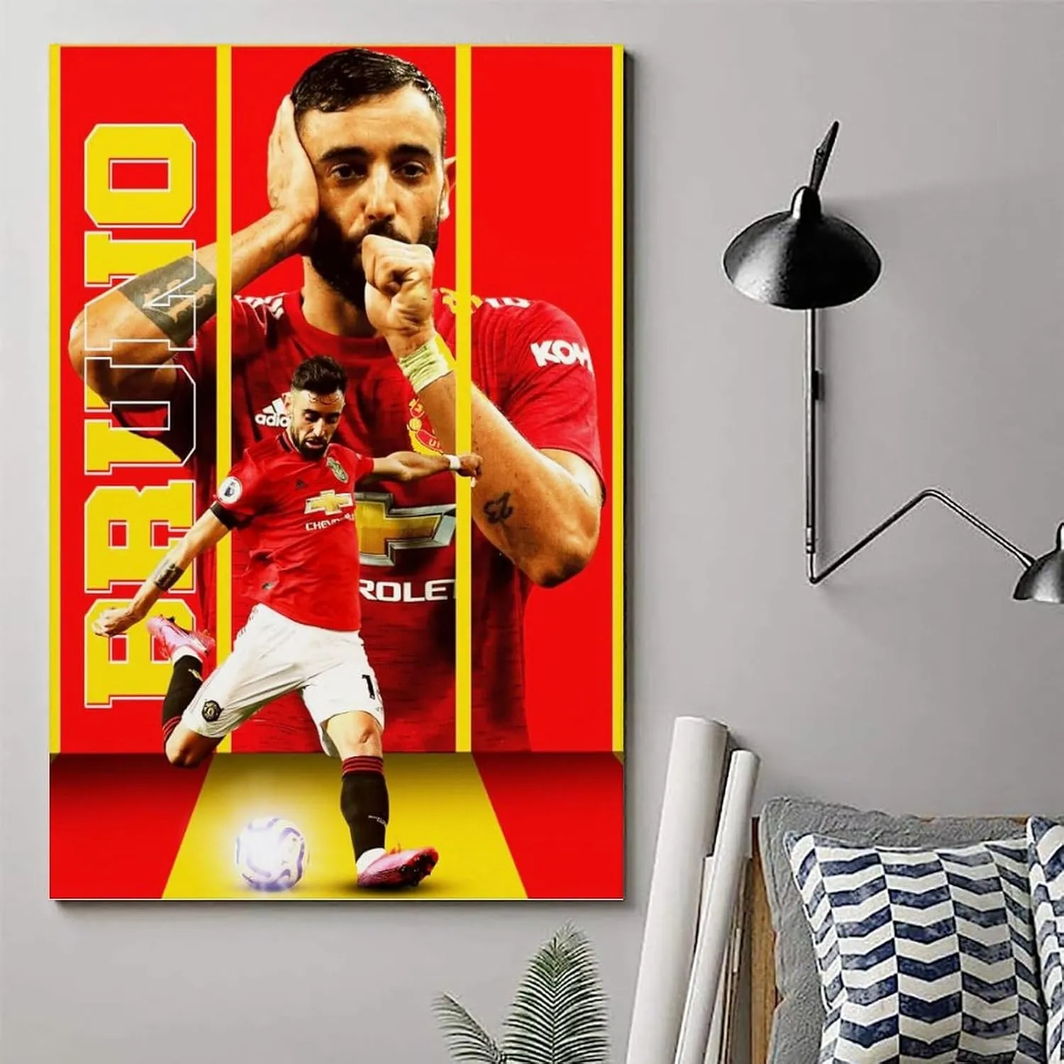 Poster of Soccer Player Bruno Fernandes Decorative Painting Canvas Wall Art Living Rooms Bedroom Painting 16x24inch(40x60cm)