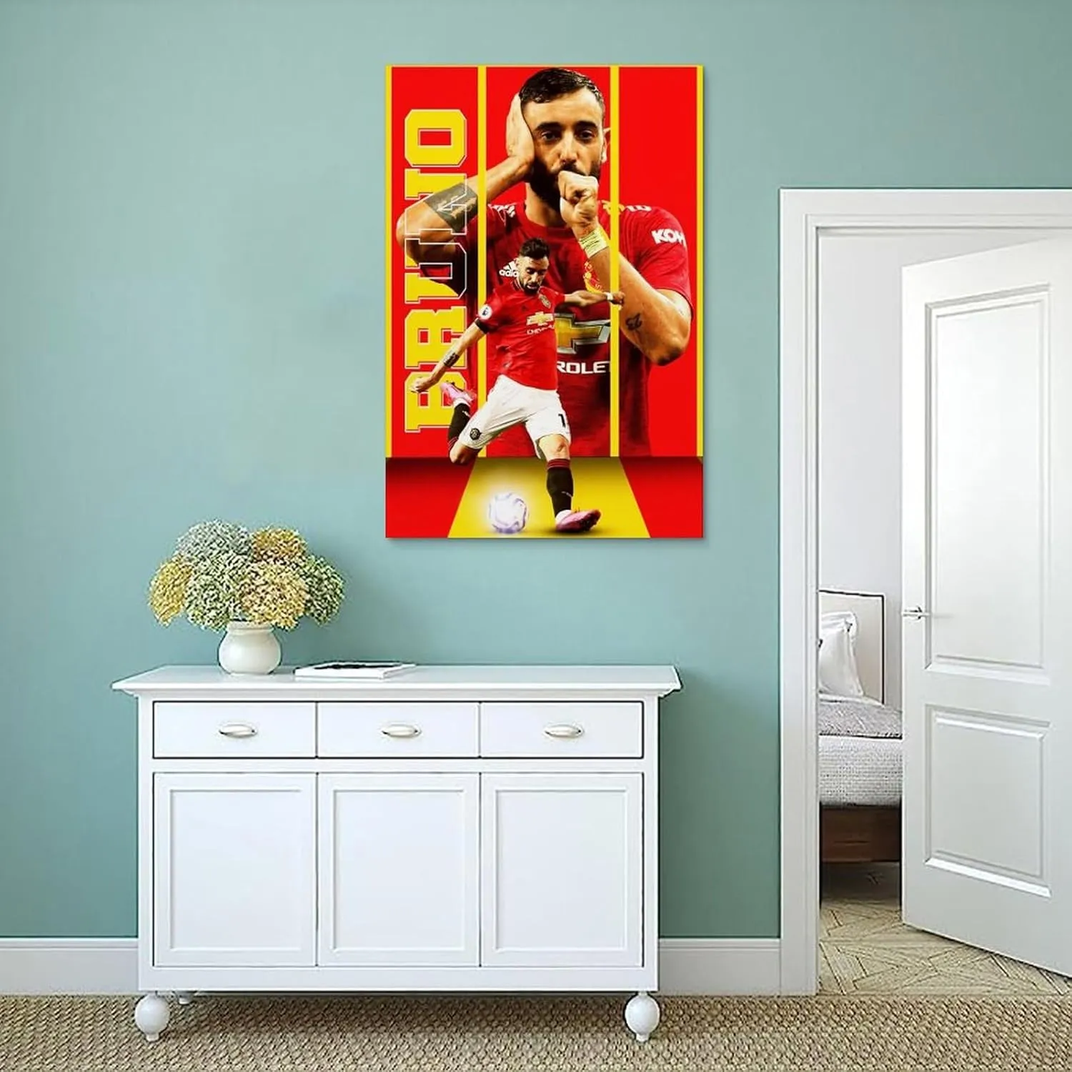 Poster of Soccer Player Bruno Fernandes Decorative Painting Canvas Wall Art Living Rooms Bedroom Painting 16x24inch(40x60cm)
