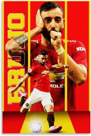 Poster of Soccer Player Bruno Fernandes Decorative Painting Canvas Wall Art Living Rooms Bedroom Painting 16x24inch(40x60cm)