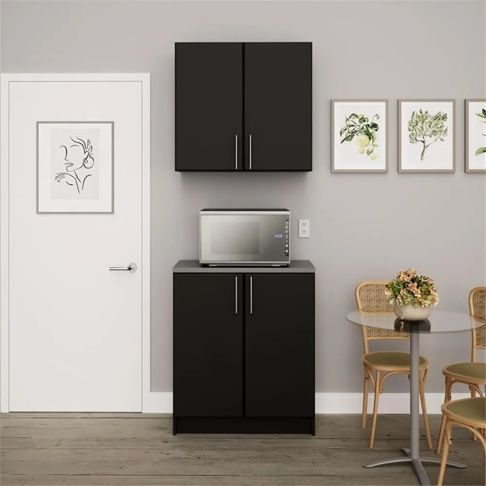 Prepac Elite Functional 2-Piece Garage Cabinets and Storage System Set H, Simplistic Garage Closet Shop Cabinets 16" D x 32" W x 89" H, Black, BRSX-1017-2M