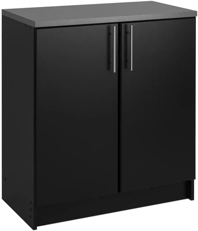 Prepac Elite Functional 2-Piece Garage Cabinets and Storage System Set H, Simplistic Garage Closet Shop Cabinets 16" D x 32" W x 89" H, Black, BRSX-1017-2M