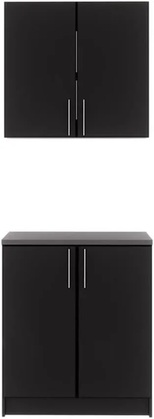 Prepac Elite Functional 2-Piece Garage Cabinets and Storage System Set H, Simplistic Garage Closet Shop Cabinets 16" D x 32" W x 89" H, Black, BRSX-1017-2M