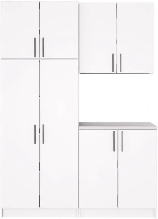 Prepac Elite Functional 4-Piece Garage Cabinets and Storage System Set F, Simplistic Garage Closet Shop Cabinets 16" D x 64" W x 89" H, White, WRSX-1015-4M