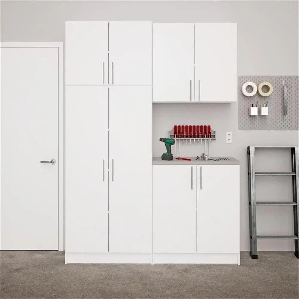 Prepac Elite Functional 4-Piece Garage Cabinets and Storage System Set F, Simplistic Garage Closet Shop Cabinets 16" D x 64" W x 89" H, White, WRSX-1015-4M