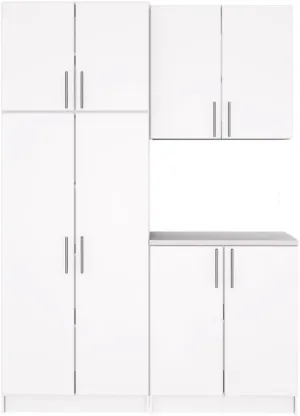 Prepac Elite Functional 4-Piece Garage Cabinets and Storage System Set F, Simplistic Garage Closet Shop Cabinets 16" D x 64" W x 89" H, White, WRSX-1015-4M
