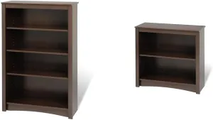 Prepac Home Espresso 4-Shelf and 2-Shelf Bookcases, Set of 2