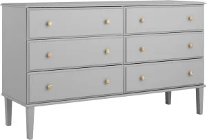 Prepac Lux Dresser, Grey Dresser for Bedroom, Chest of Drawers with 6 Drawers 18.5" D x 56.25" W x 33" H, GDBR-2306-1