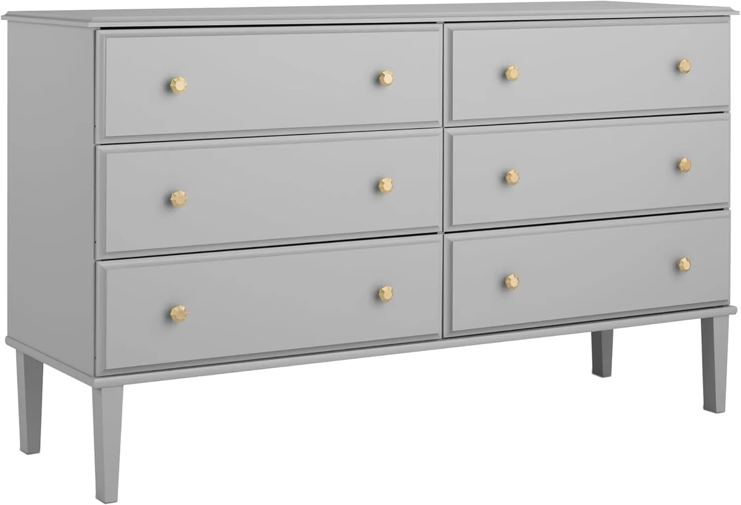 Prepac Lux Dresser, Grey Dresser for Bedroom, Chest of Drawers with 6 Drawers 18.5" D x 56.25" W x 33" H, GDBR-2306-1