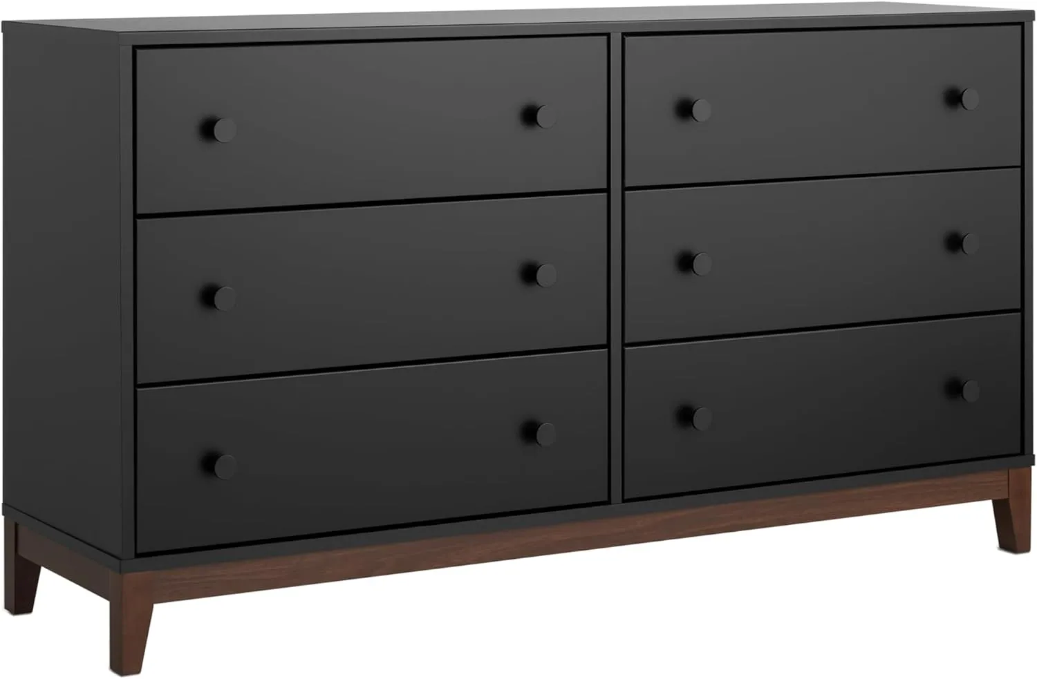 Prepac Nordik Dresser, Black & Cherry Dresser for Bedroom, Chest of Drawers with 6 Drawers, 16" D x 54.75" W x 30" H, BCDBR-2206-1