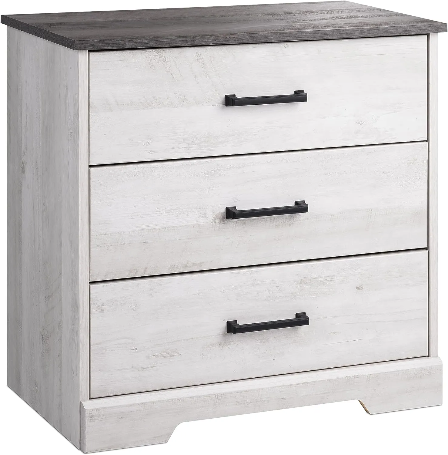 Prepac Rustic Ridge Farmhouse 6-Drawer Chest of Drawers for Bedroom & Rustic Ridge Farmhouse 3-Drawer Nightstand, Washed White, ADNR-1603-1