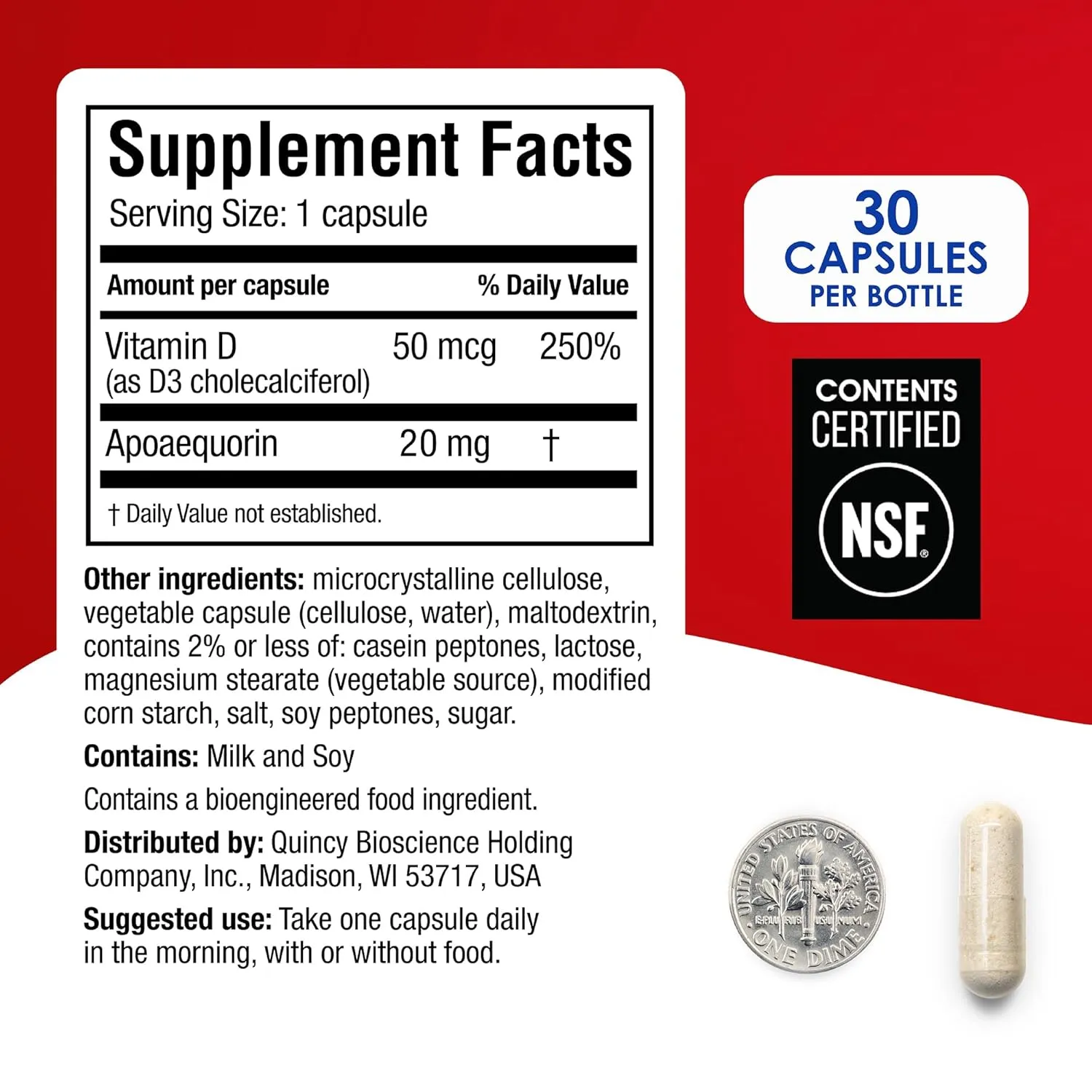 Prevagen Extra Strength 20mg, 30 Capsules |1 Pack| with Apoaequorin & Vitamin D with Attractive and Stackable Storage Box