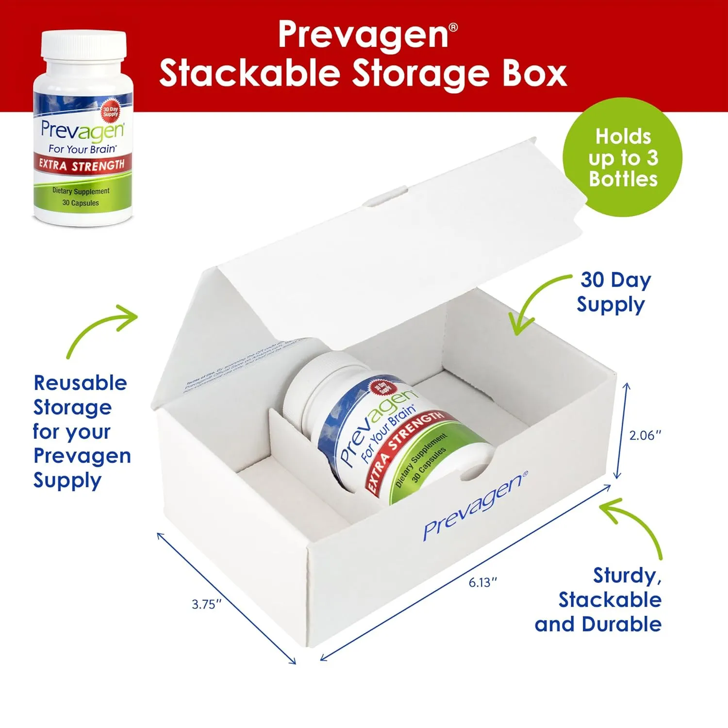 Prevagen Extra Strength 20mg, 30 Capsules |1 Pack| with Apoaequorin & Vitamin D with Attractive and Stackable Storage Box