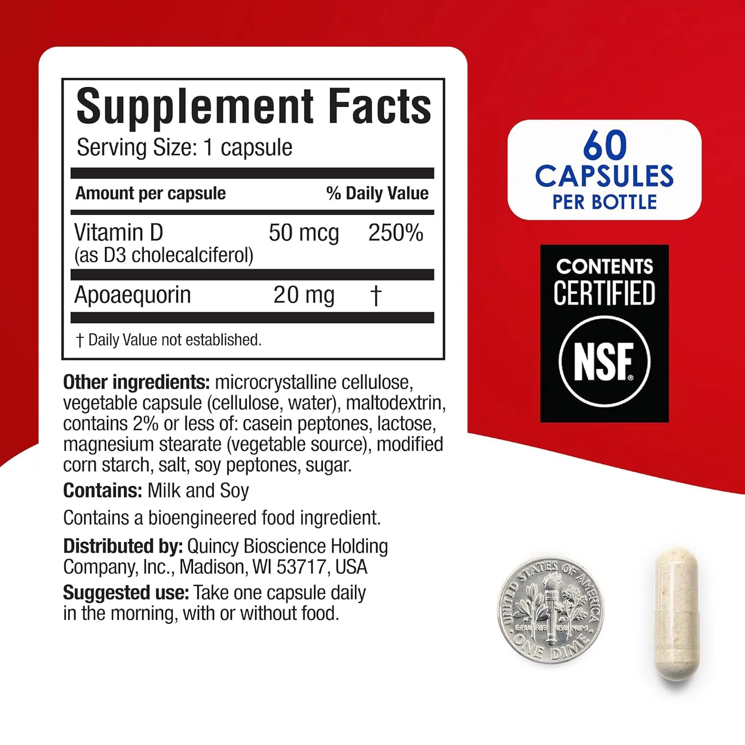 Prevagen Extra Strength 20mg, 60 Capsules |1 Pack| with Apoaequorin & Vitamin D with Attractive and Stackable Prevagen Storage Box