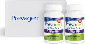 Prevagen Regular Strength 10mg, 30 Chewables|Mixed Berry-2 Pack|with Apoaequorin & Vitamin D with Attractive and Stackable Prevagen Storage Box