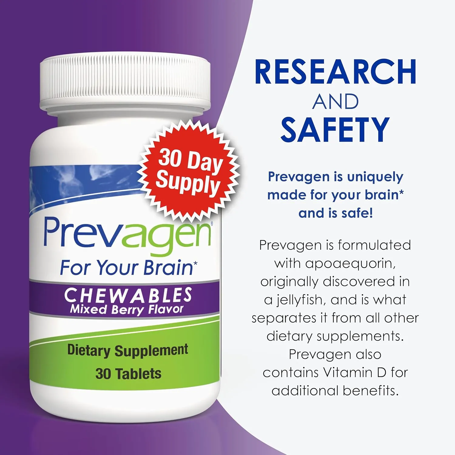 Prevagen Regular Strength 10mg, 30 Chewables|Mixed Berry-2 Pack|with Apoaequorin & Vitamin D with Attractive and Stackable Prevagen Storage Box