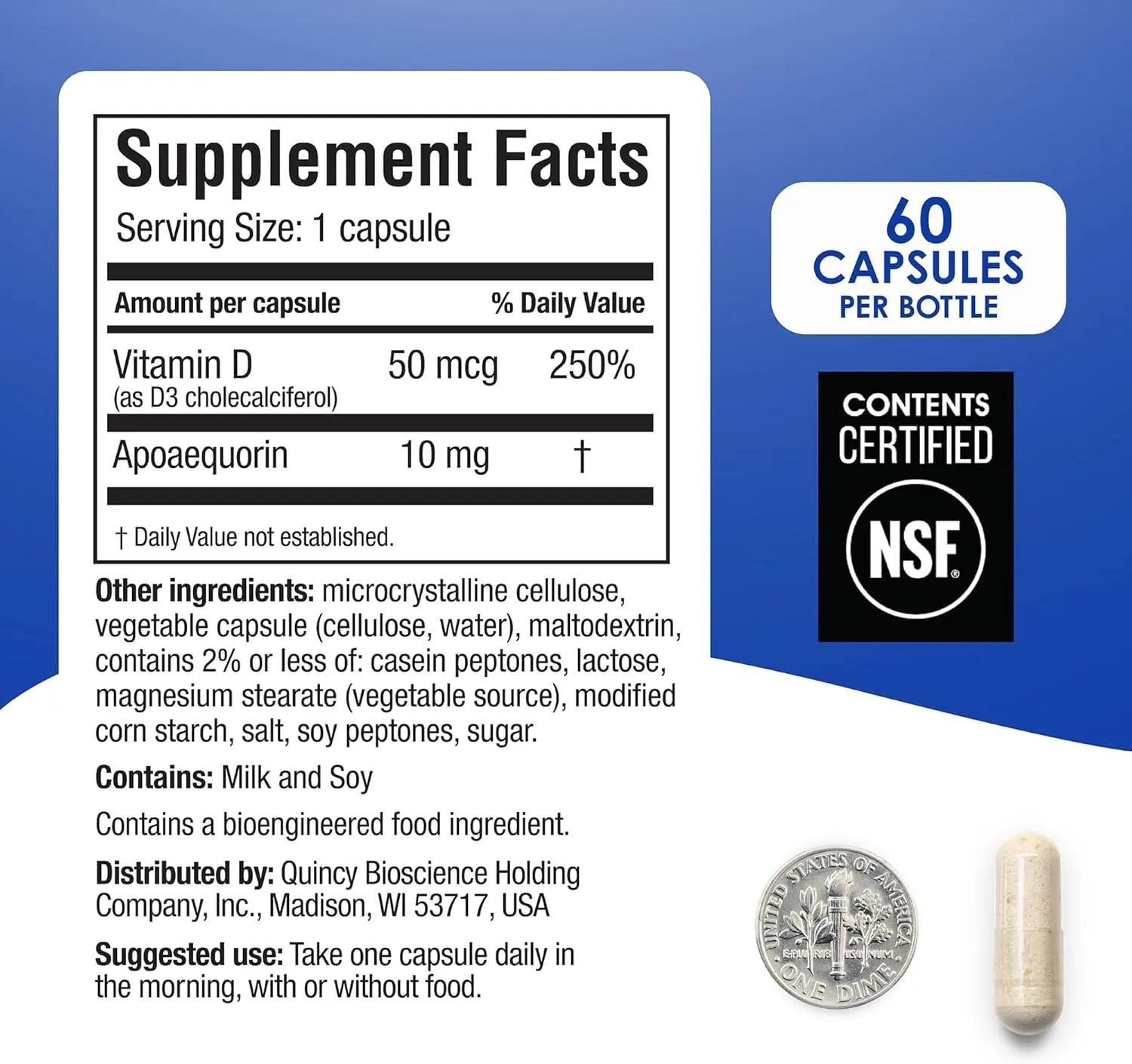 Prevagen Regular Strength 10mg, 60 Capsules |1 Pack| with Apoaequorin & Vitamin D with Attractive and Stackable Prevagen Storage Box