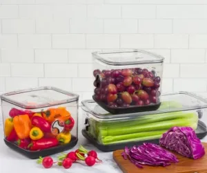 ProKeeper Fresh Produce Keeper Set with Air-Flow Vent System, Square & Long, 3.5 Qt & 5.3 Qt