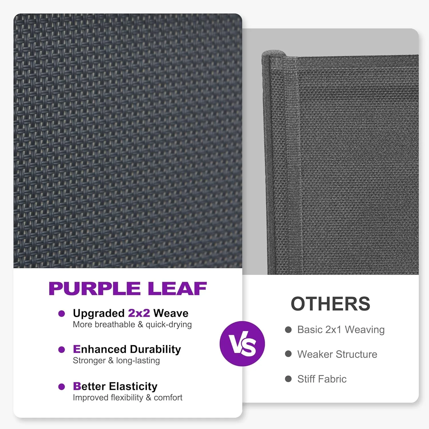 PURPLE LEAF Patio Chaise Lounge Set of 2 Plastic Pool Outdoor Lounge Chair with Aluminum Frame Stackable Patio Tanningchairs for Poolside Sunbathing Beach Deck Yard, Dark Grey