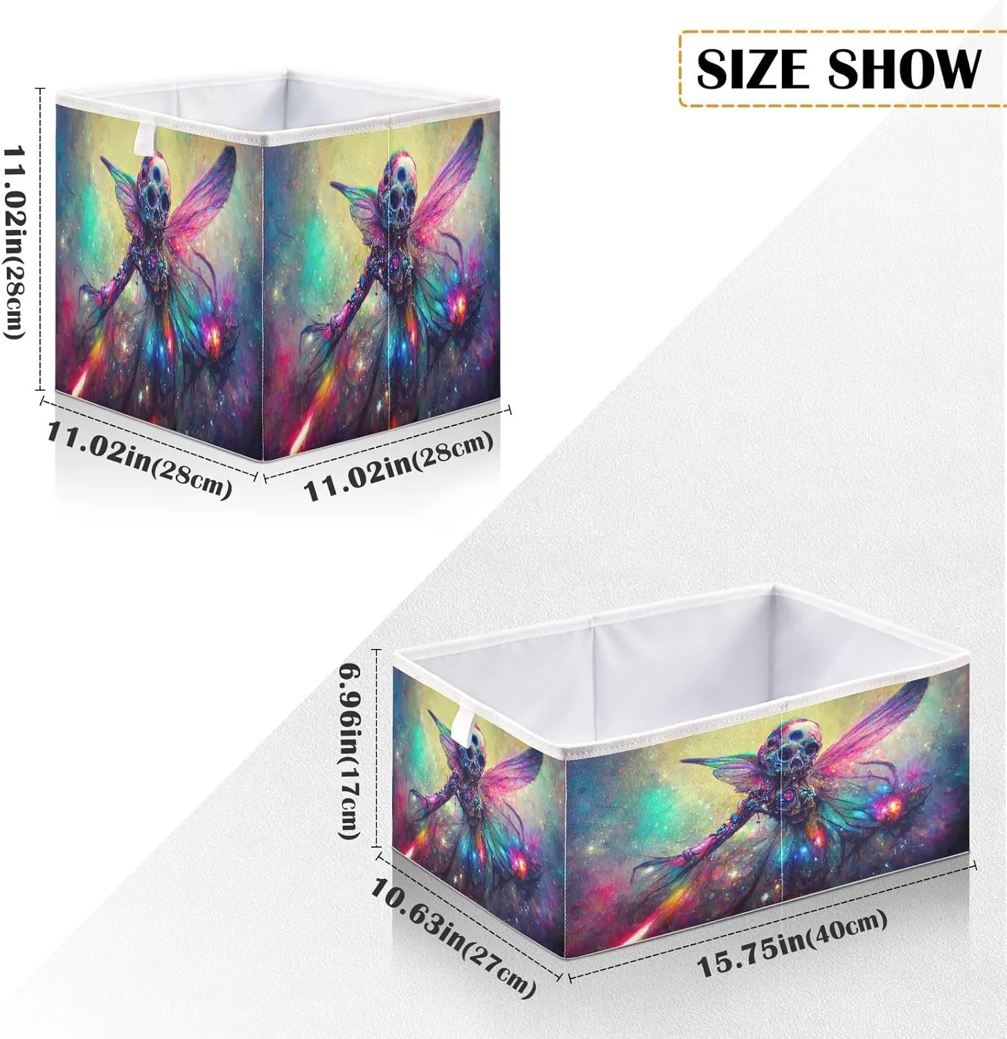 QUGRL Colourful Angel Of Death Storage Bins Cube Magic Clothes Storage Basket Foldable Storage Box Organizer for Shelves Closet Cabinet Office Dorm Bedroom 11x11 in