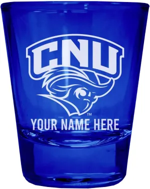 R and R Imports Christopher Newport Captains Customizable Engraved Full Color 2oz Shot Glass Blue Officially Licensed Collegiate Product 4-Pack