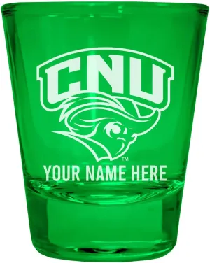 R and R Imports Christopher Newport Captains Customizable Engraved Full Color 2oz Shot Glass Green Officially Licensed Collegiate Product 2-Pack