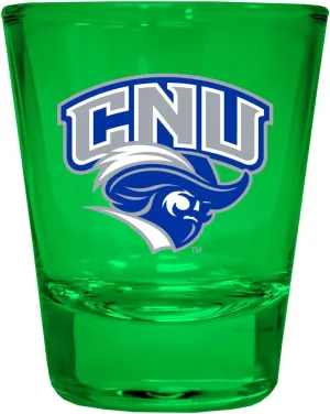 R and R Imports Christopher Newport Captains Full Color 2 oz Shot Glass Green Officially Licensed Collegiate Product 4-Pack