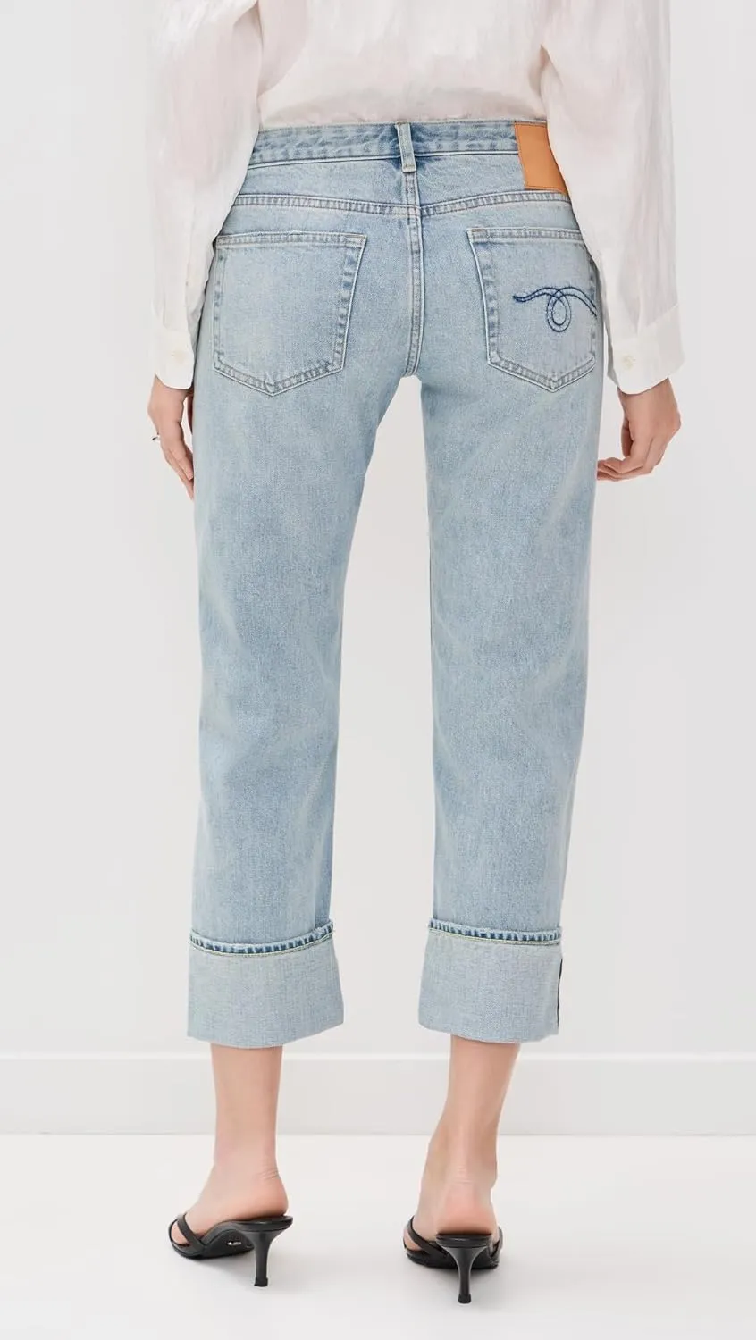 R13 Women's Cuffed Boy Straight Jeans