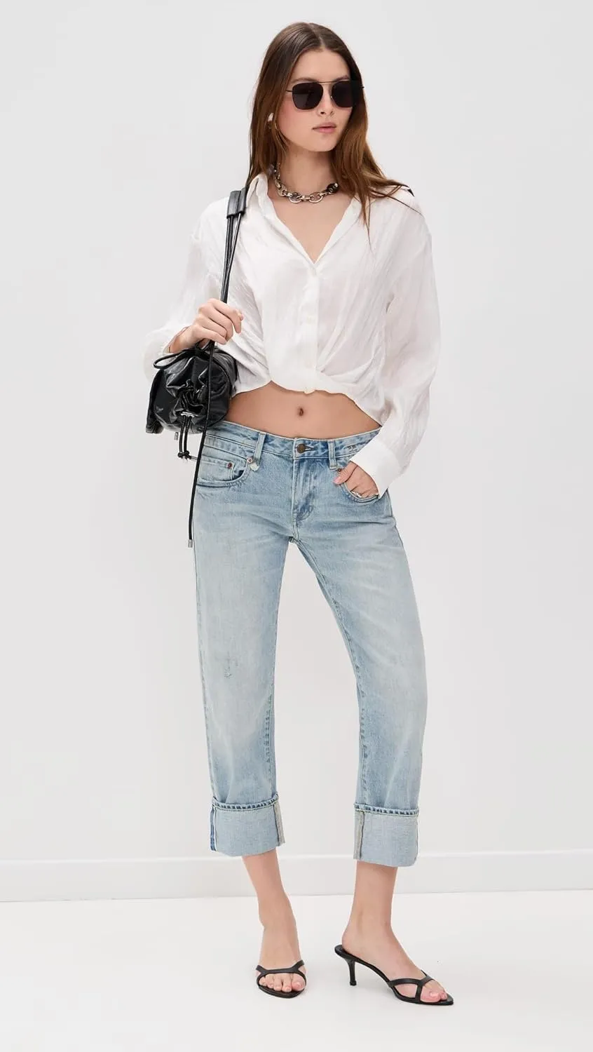 R13 Women's Cuffed Boy Straight Jeans
