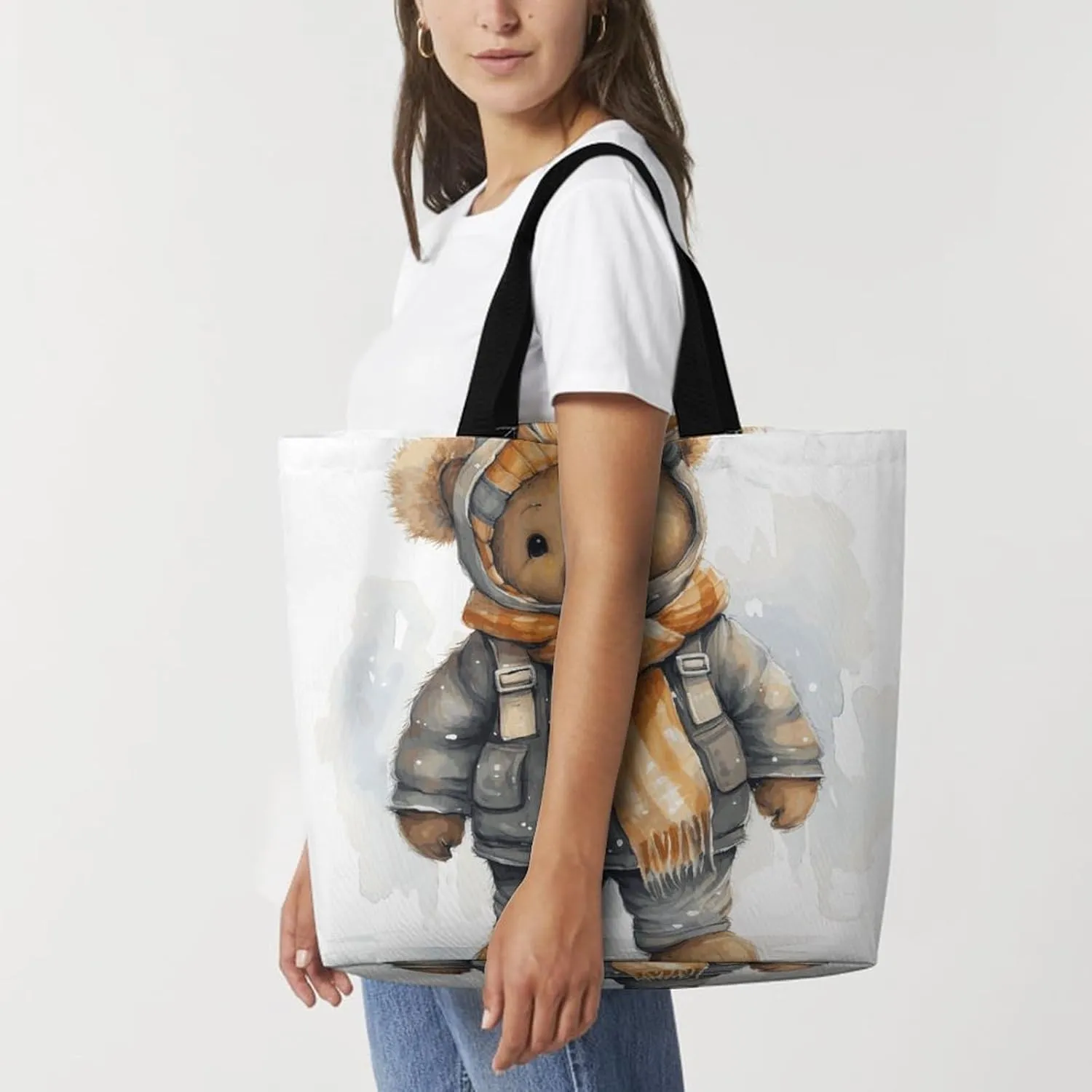 Rainbow Rabbit Tote Bag for Women Reusable Grocery Shoulder Bags Shopping Bag for Travel, Groceries