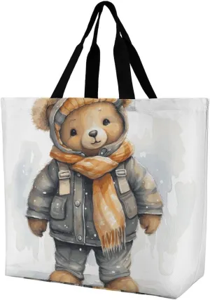 Rainbow Rabbit Tote Bag for Women Reusable Grocery Shoulder Bags Shopping Bag for Travel, Groceries
